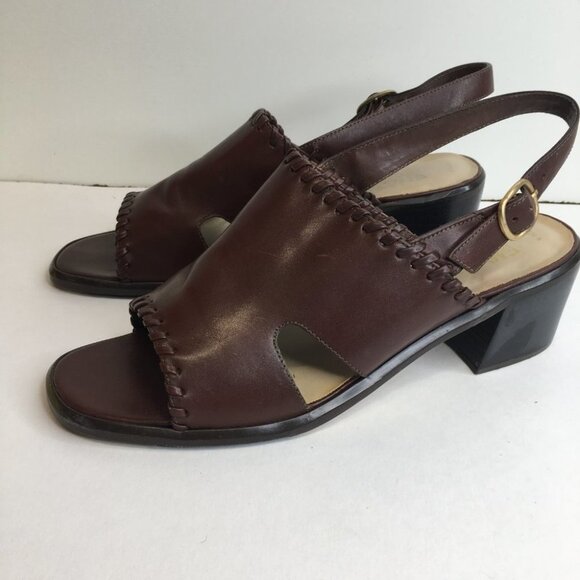Easy-Steps Sandler Slingback  Brown Leather Sandals Size 9 - Picture 1 of 12